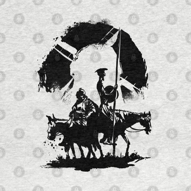 Don Quixote and Sancho Panza by Black Tee Inc